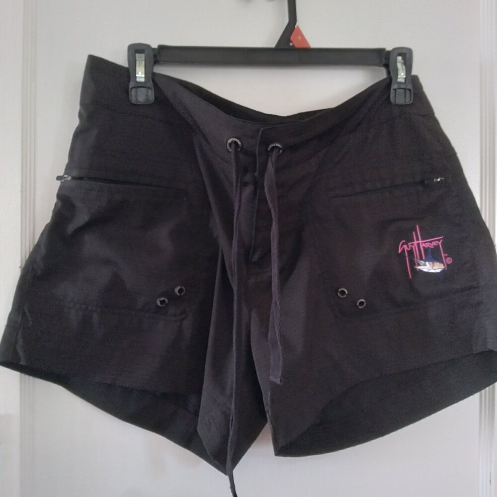 Guy Harvey fishing/swim/water sport shorts,  W size 8 black ripstop material